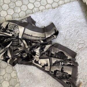 Dkny Gray and Cream Scenic print scarve